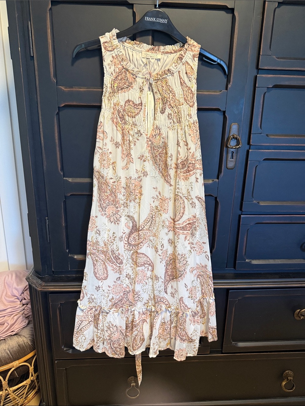 lovestitch Cream Paisley Mini Dress with Tan Floral Print